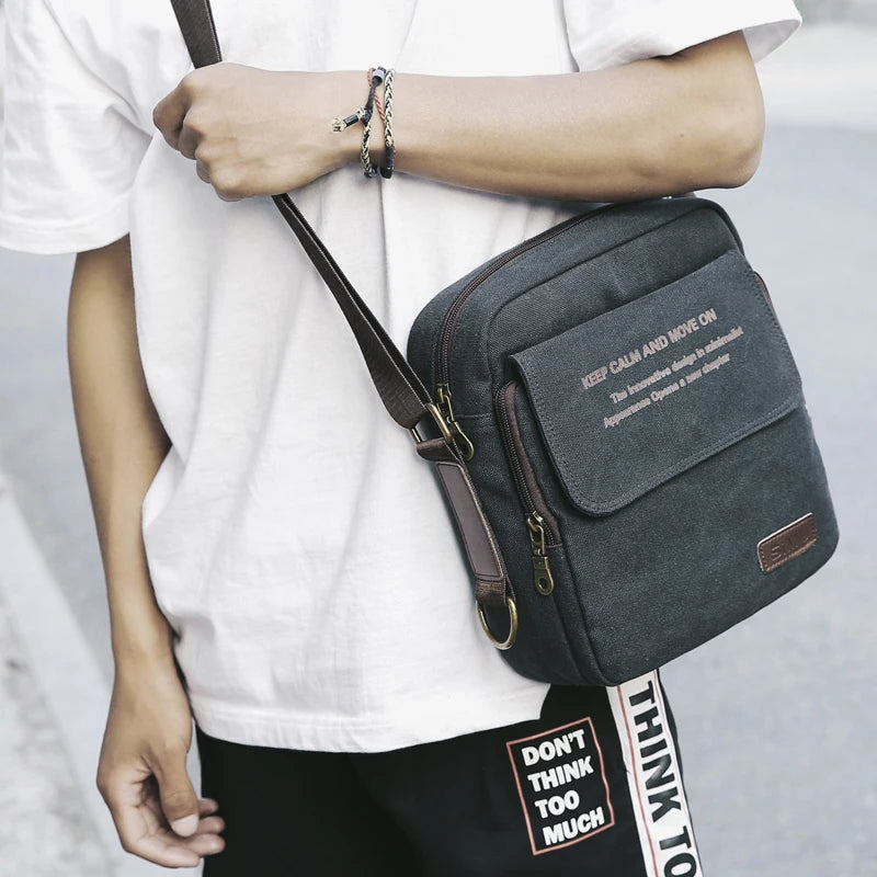 Man Urban Daily Carry Bag High Quality Men Canvas Shoulder Bag Casual Travel Men's Crossbody Bag Male Messenger Bags 3 Size