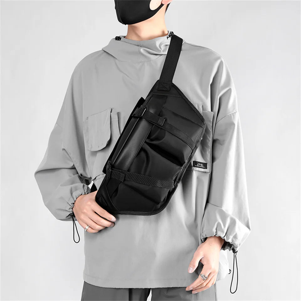 Man Waist Pack Nylon Bag Vintage Crossbody Bag Men's Business Sling Bags Travel Male Casual Waist Pack Shoulder Bag