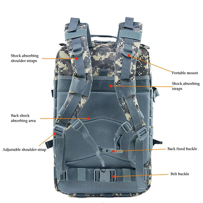 Man‘s Backpack Trekking Camping Camouflage Bags Rucksacks 45/25L Large Capacity Waterproof Hunting Back Pack Sport Fishing Bag