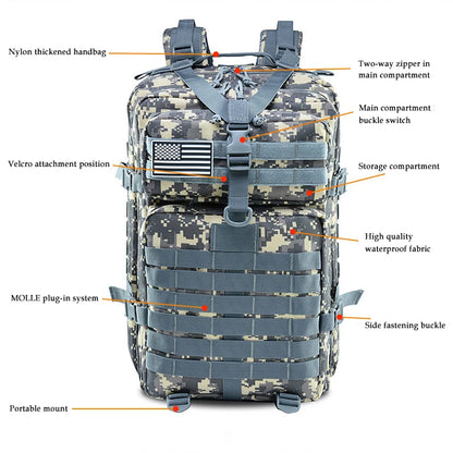 Man‘s Backpack Trekking Camping Camouflage Bags Rucksacks 45/25L Large Capacity Waterproof Hunting Back Pack Sport Fishing Bag