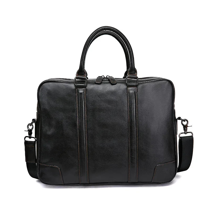 Man's Vintage Cow Briefcase 2024 Men Genuine Leather Handbag Business Laptop Male Luxury Shoulder Messenger Bag