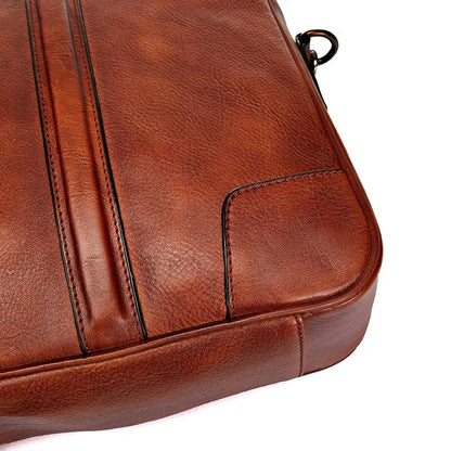 Man's Vintage Cow Briefcase 2024 Men Genuine Leather Handbag Business Laptop Male Luxury Shoulder Messenger Bag