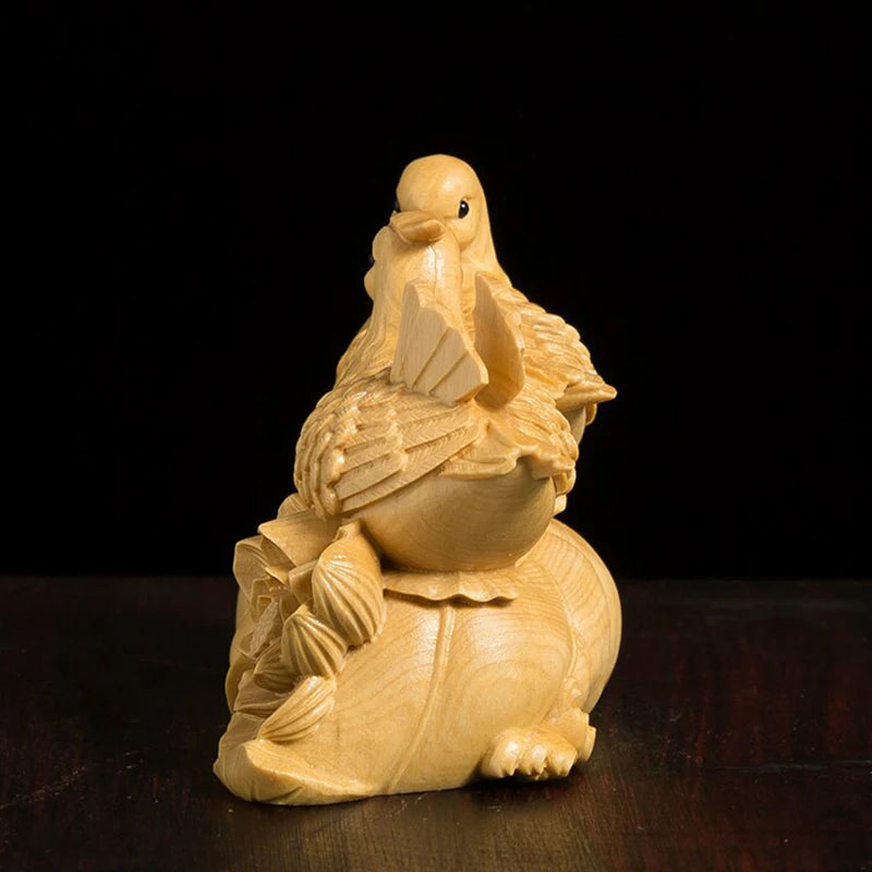 Mandarin Duck Statue 6CM Wood Statue Arts Crafts Home Decoration Solid Wood Statue Lucky Mascot Chinese Wedding Gifts