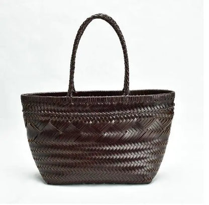 Manual Woven Genuine Leather Hand Bags Weave Tote Top Quality Women Basket Shopping Bags Hollow Beach Hobos bag