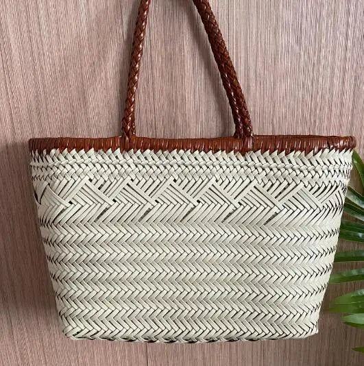 Manual Woven Genuine Leather Hand Bags Weave Tote Top Quality Women Basket Shopping Bags Hollow Beach Hobos bag