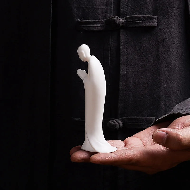 Manufacturers Selling Chinese White Porcelain, Little Monk, Zen Prayer, Buddha Statue, Chinese Decoration, Desktop Sculptur