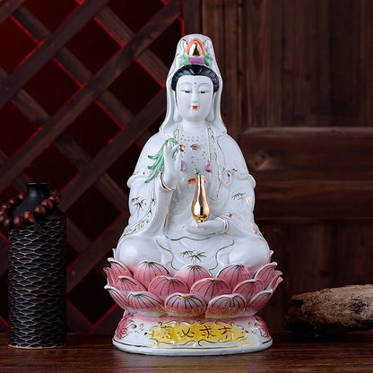 Manufacturers wholesale 10~20-inch gold-painted Buddha Guanyin Bodhisattva Guanyin Buddha craft ceramic Buddha ornaments
