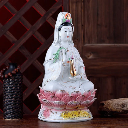 Manufacturers wholesale 10~20-inch gold-painted Buddha Guanyin Bodhisattva Guanyin Buddha craft ceramic Buddha ornaments