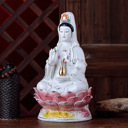 Manufacturers wholesale 10~20-inch gold-painted Buddha Guanyin Bodhisattva Guanyin Buddha craft ceramic Buddha ornaments