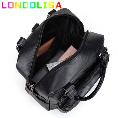 Many Pocket Vintage Women Backpacks PU Leather Backpack Shoulder Bags for Women 2019 Female Back Pack Rucksack Feminine Mochilas