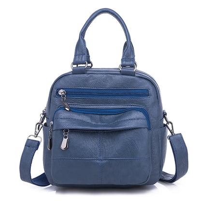 Many Pocket Vintage Women Backpacks PU Leather Backpack Shoulder Bags for Women 2019 Female Back Pack Rucksack Feminine Mochilas