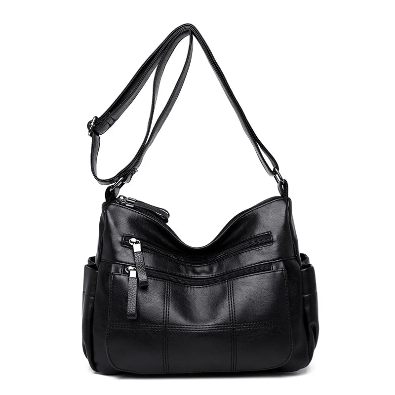 Many Pockets Shoulder Crossbody Bags for Women 2023 Brand Leather Ladies Designr Handbags Winter Style Messenger Bags Sac A Main