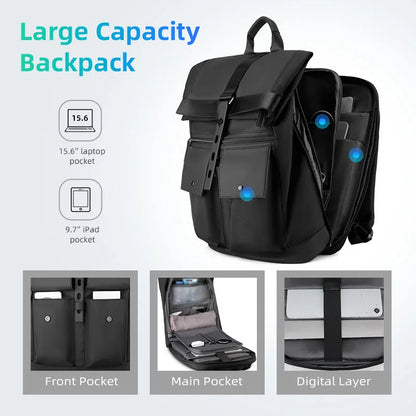 Mark Ryden 15.6  Men Backpack Laptop Oxford Gray Solid High School Bags Teen College Student Back Pack Multifunctional Bagpack