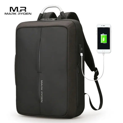 Mark Ryden Anti-theft Nylon Notebook Laptop Backpack 15 Inch with USB Interface Password Lock Bags Case for Men Women Student