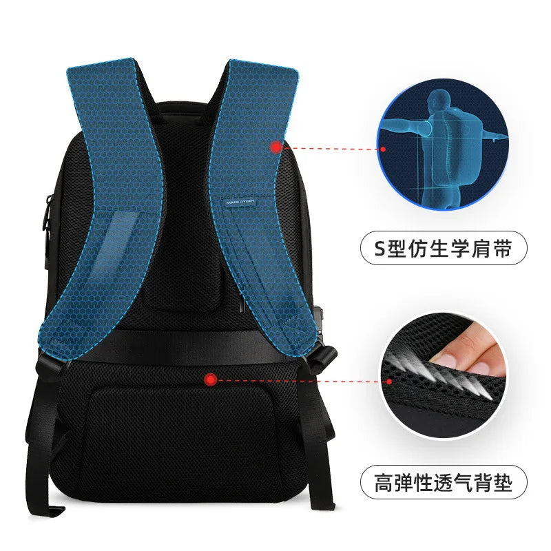 Mark Ryden  Anti-thief TSA Lock Men Backpack Waterproof  15.6 inch Laptop Bag Man Travel Bag with Raincoat