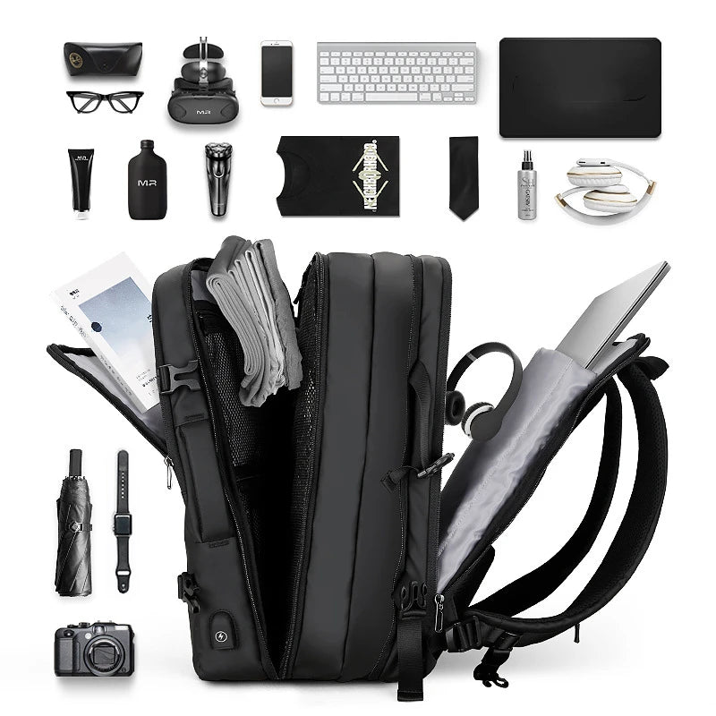 Mark Ryden Backpack Fit 17 Inch Laptop USB Charging Multi-layer Space Travel Bag Business Male Anti-Theft Mochila