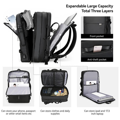 Mark Ryden Expandable Men Backpack Fits 17 inch Laptop USB Recharging Travel Male Bag Mochila