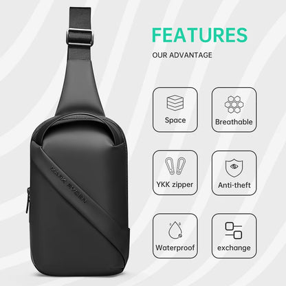 Mark Ryden Men Bag Oxford Sling bag 7.9 inch Male Chest Bag Crossbody Bag For Man Moto Biker Shoulder Bags Black New Fashion Bag