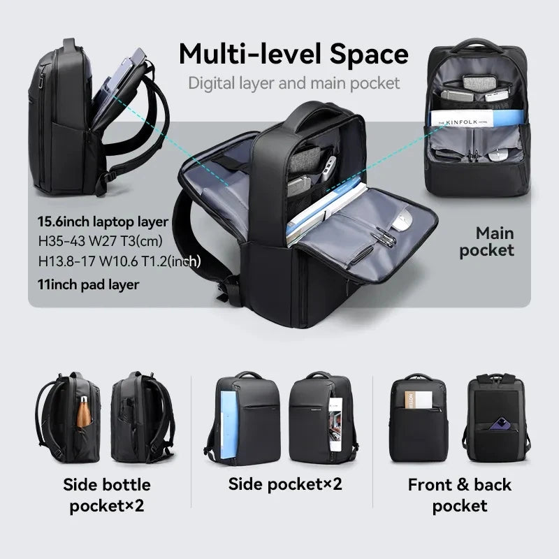 Mark Ryden Men Business Aesthetic Backpack School Expandable USB Bag Large Capacity 15.6 Laptop Waterproof Fashion Backpack