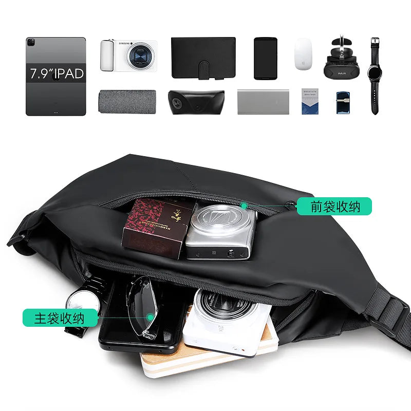 Mark Ryden Men Chest Bag Functional Waterproof Breathable Multilayer Sports Cycling Short Trip Large Capacity Waist Bag
