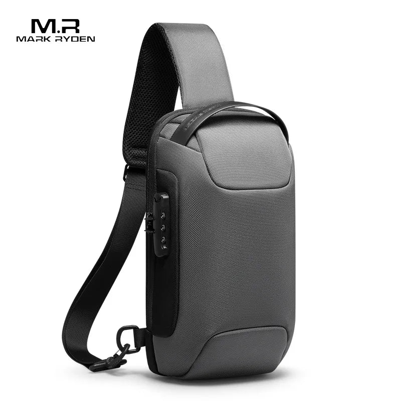 Mark Ryden Men's Waterproof USB Oxford Crossbody Bag Anti-theft Sling Multifunction Short Travel Messenger Chest Pack For Male