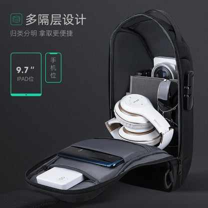 Mark Ryden Men's Waterproof USB Oxford Crossbody Bag Anti-theft Sling Multifunction Short Travel Messenger Chest Pack For Male
