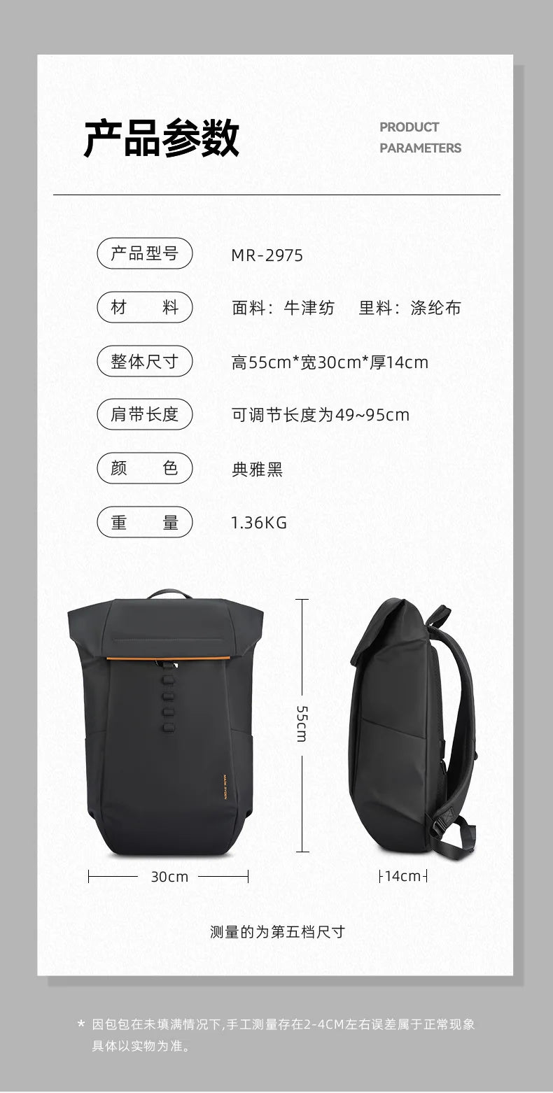 Mark Ryden Unique Men's Backpack Anti-Theft Waterproof Laptop Backpack 15.6 Work Travel Business Backpack Student School Bag