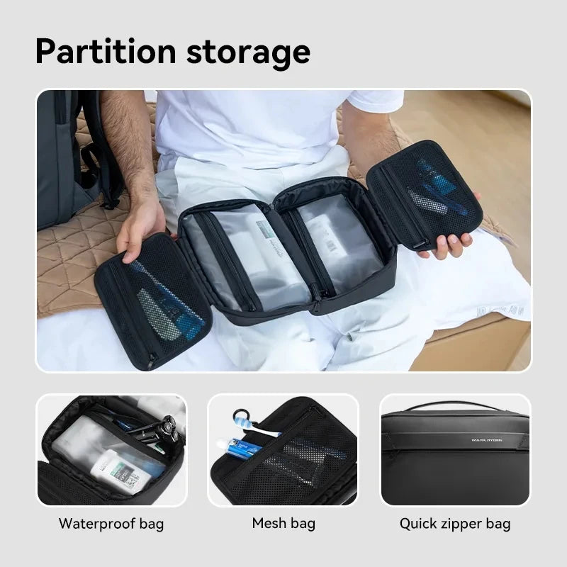 Mark Travel Toiletry Bag Men's Business Trip Gods Dry Wet Separation Fitness Bath Bag Waterproof Makeup Storage Bag  Wash Bag