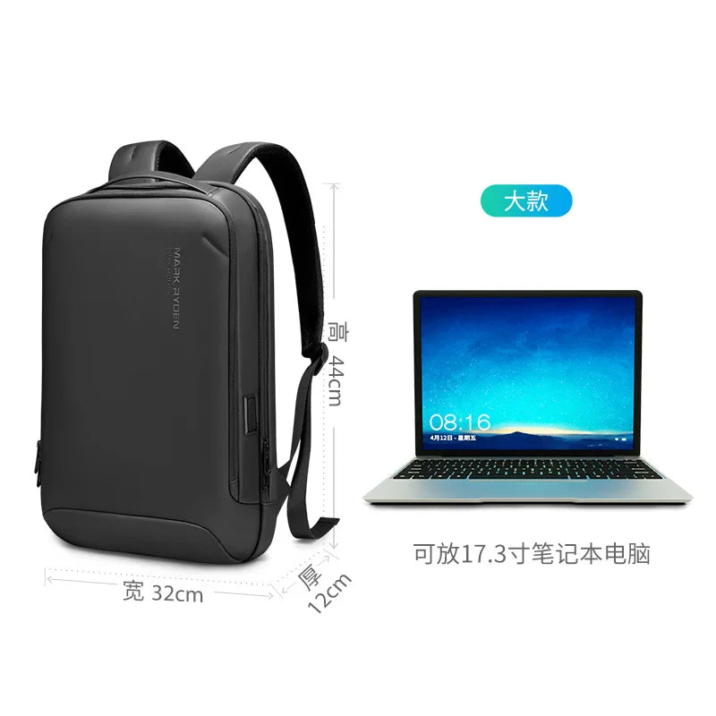 Mark ryden backpack 15.6 Inch Men Leisure Large Capacity Business USB Charging Port Backpack Waterproof Computer Bag
