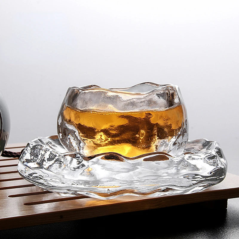 Master Cup New Japanese Style Glass First Snow Women's Tea Set Gradient Pink Hostess Teacup Drinkware Kitchen Dining Bar Home