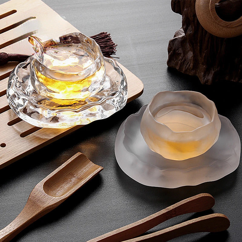 Master Cup New Japanese Style Glass First Snow Women's Tea Set Gradient Pink Hostess Teacup Drinkware Kitchen Dining Bar Home