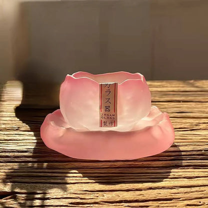 Master Cup New Japanese Style Glass First Snow Women's Tea Set Gradient Pink Hostess Teacup Drinkware Kitchen Dining Bar Home