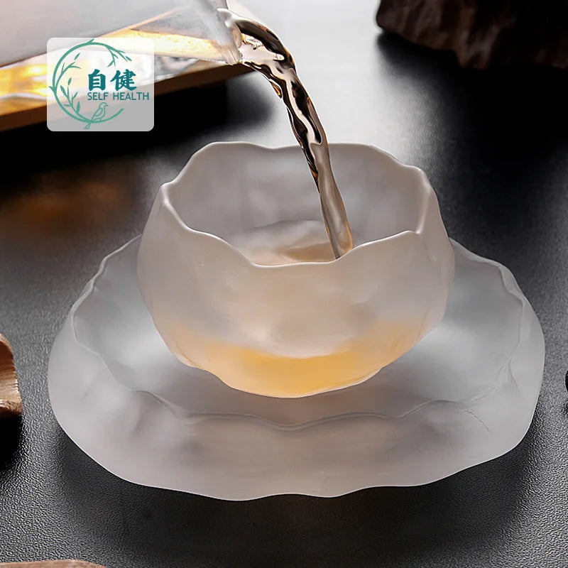 Master Cup New Japanese Style Glass First Snow Women's Tea Set Gradient Pink Hostess Teacup Drinkware Kitchen Dining Bar Home