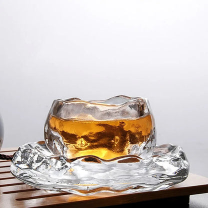 Master Cup New Japanese Style Glass First Snow Women's Tea Set Gradient Pink Hostess Teacup Drinkware Kitchen Dining Bar Home