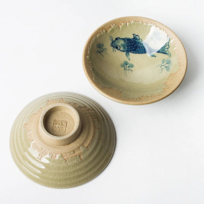 Master Hand Painted Golden Fish Pottery Cups Tea Cup Set Teaware Lotus Hat Bowl For Tea Ceremony Coffee Mugs