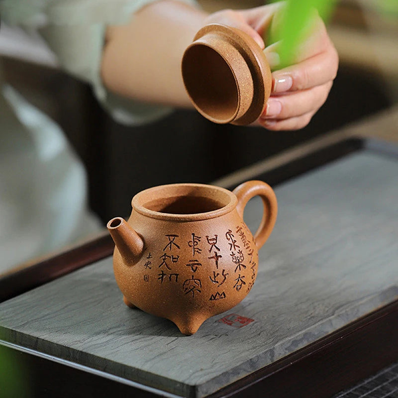 Master Handmade Yixing Purple Clay TeapotSection Mud Beauty Pot Raw Ore Zisha Tea Infuser Handpainted Teaware 160ml
