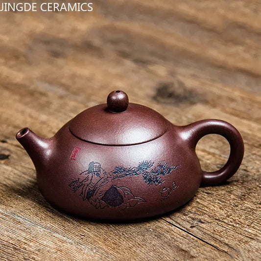 Master Handmade Yixing Purple Clay Teapots Raw Ore Zhu Mud Stone Scoop Tea Pot Ball Hole Filter Kettle Zisha Tea Set Accessories