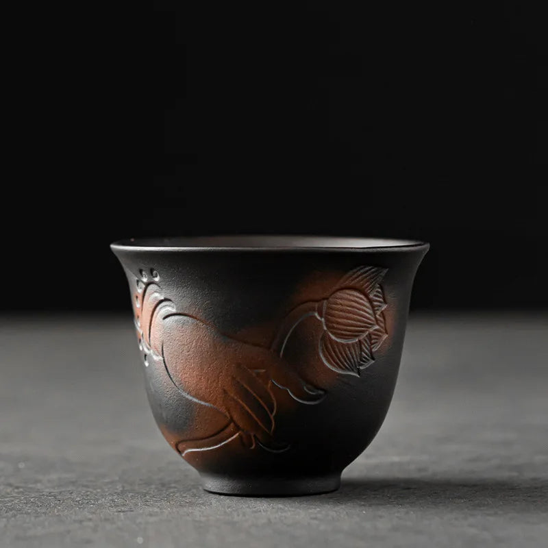 Master Make Hand Pressed High-grade Ceramic Tea Set Cup Purple Pottery Kung Fu Tea Cup Ceramic Tea Set Kitchen RestaurantBarHome