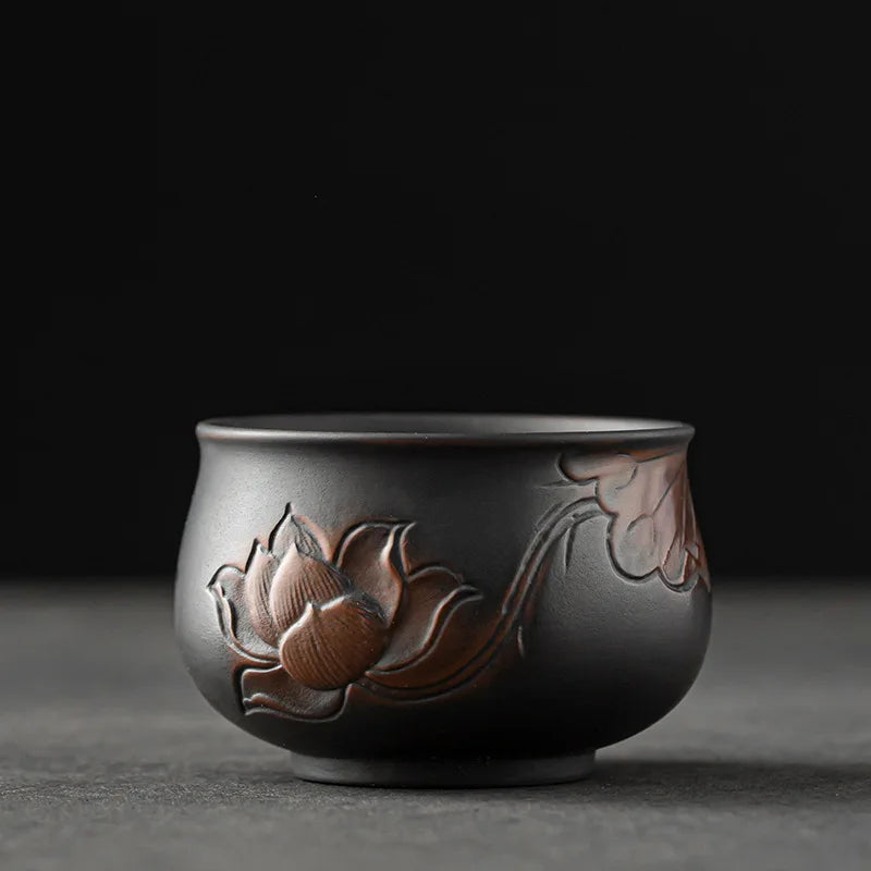 Master Make Hand Pressed High-grade Ceramic Tea Set Cup Purple Pottery Kung Fu Tea Cup Ceramic Tea Set Kitchen RestaurantBarHome