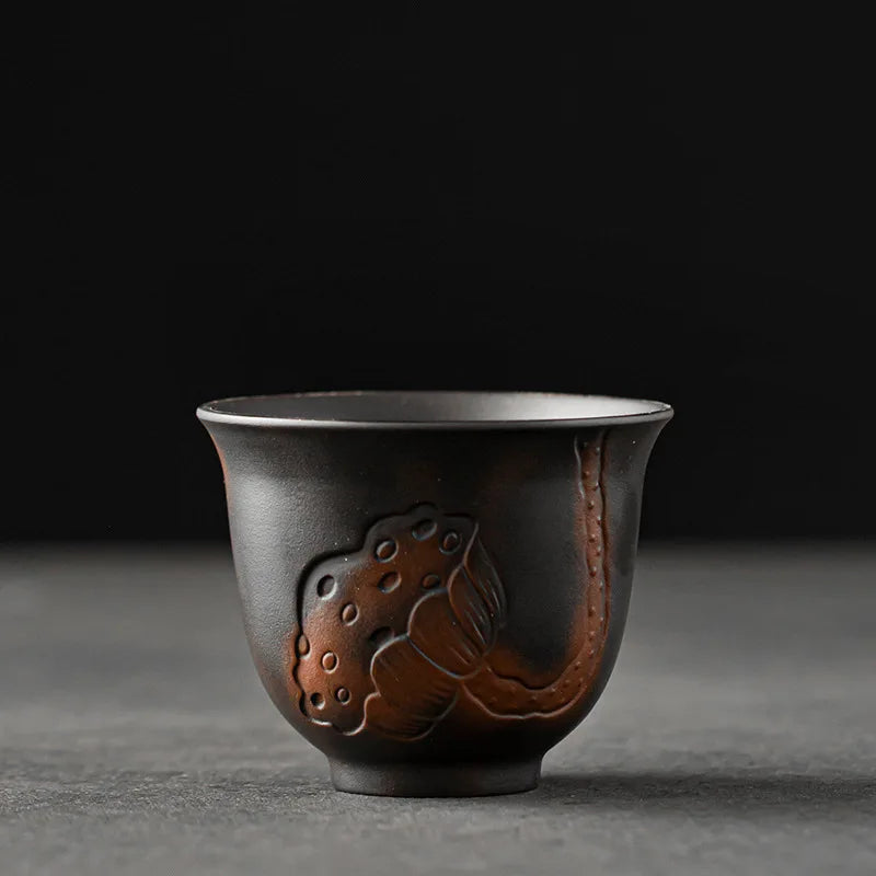 Master Make Hand Pressed High-grade Ceramic Tea Set Cup Purple Pottery Kung Fu Tea Cup Ceramic Tea Set Kitchen RestaurantBarHome