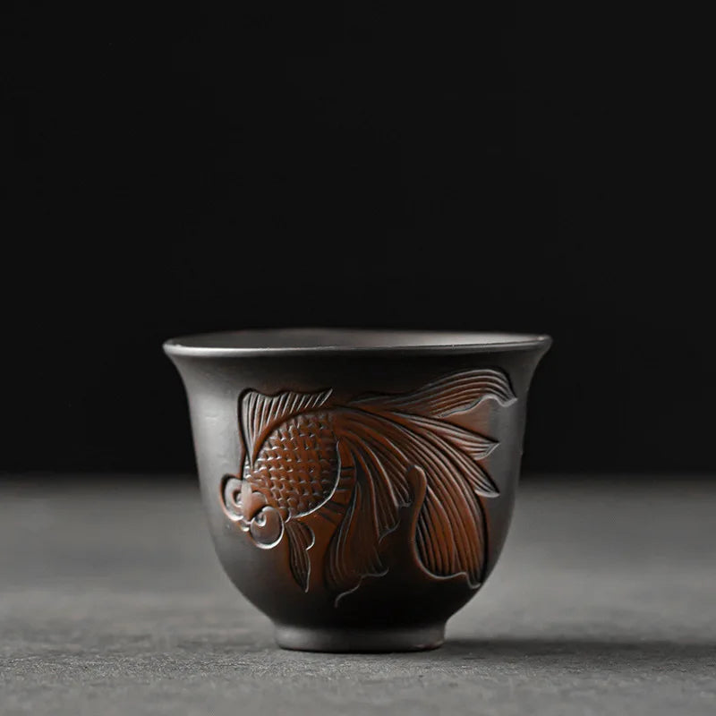 Master Make Hand Pressed High-grade Ceramic Tea Set Cup Purple Pottery Kung Fu Tea Cup Ceramic Tea Set Kitchen RestaurantBarHome