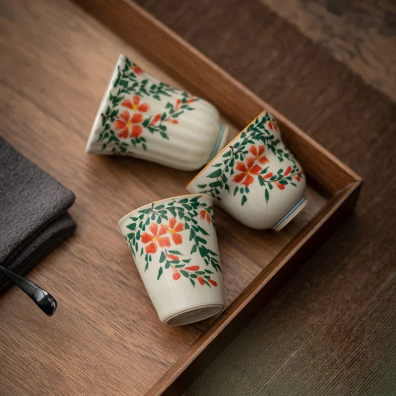 Master Underglaze Color Single Cup Drinking Tea Hand Drawn Teacup Kung Fu Set Ceramic Japanese Retro Style Household Cups Dining