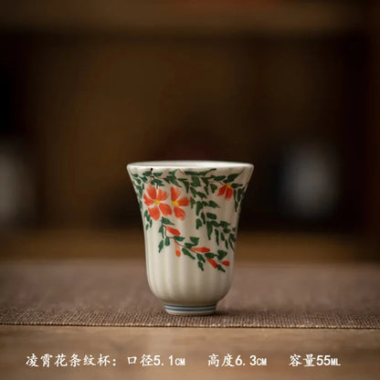 Master Underglaze Color Single Cup Drinking Tea Hand Drawn Teacup Kung Fu Set Ceramic Japanese Retro Style Household Cups Dining