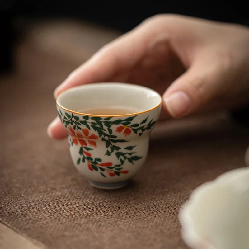 Master Underglaze Color Single Cup Drinking Tea Hand Drawn Teacup Kung Fu Set Ceramic Japanese Retro Style Household Cups Dining
