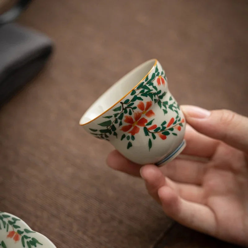 Master Underglaze Color Single Cup Drinking Tea Hand Drawn Teacup Kung Fu Set Ceramic Japanese Retro Style Household Cups Dining