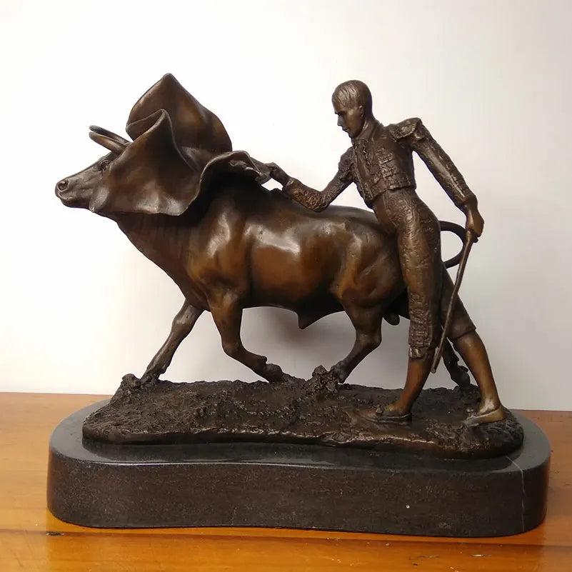 Matador and Bull Bullfighter Carmen Torero Spanish Bullfighting Copper Art sculpture QIbronze crafts carving decoration