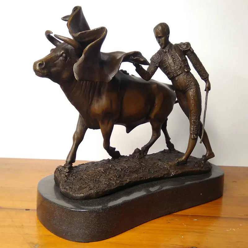 Matador and Bull Bullfighter Carmen Torero Spanish Bullfighting Copper Art sculpture QIbronze crafts carving decoration