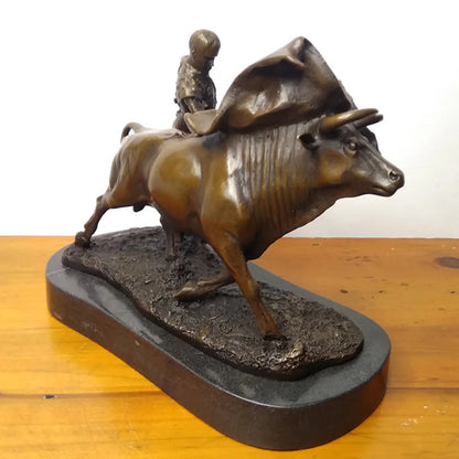 Matador and Bull Bullfighter Carmen Torero Spanish Bullfighting Copper Art sculpture QIbronze crafts carving decoration