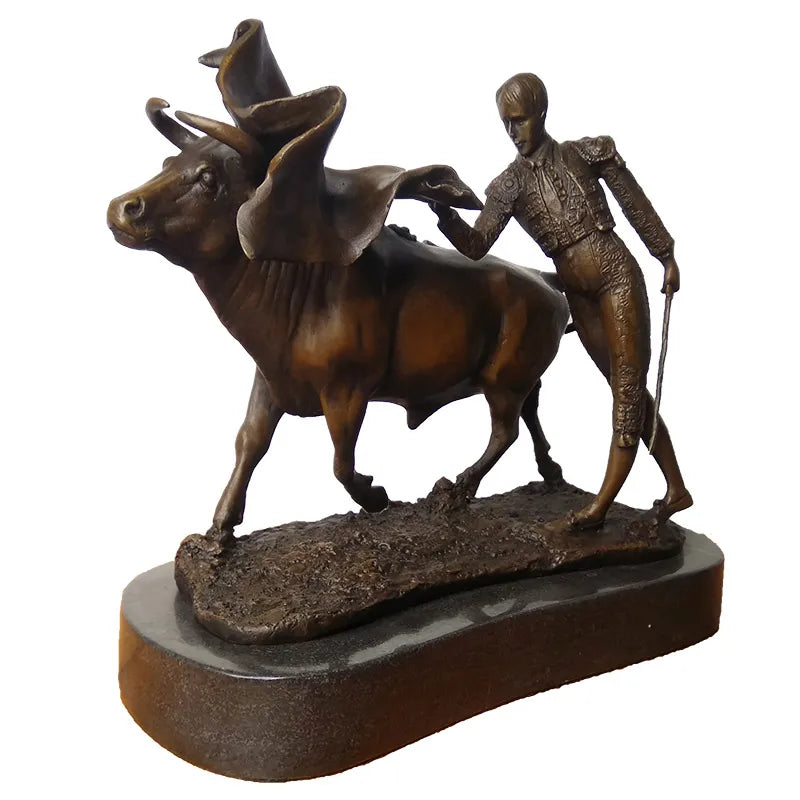 Matador and Bull Bullfighter Carmen Torero Spanish Bullfighting Copper Art sculpture QIbronze crafts carving decoration
