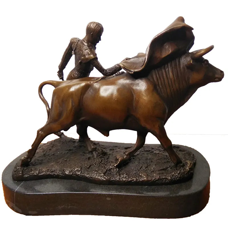 Matador and Bull Bullfighter Carmen Torero Spanish Bullfighting Copper Art sculpture QIbronze crafts carving decoration